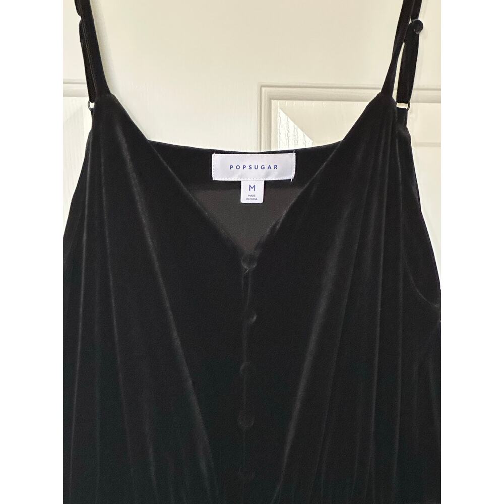 Popsugar Velvet Cropped Wide-Leg Jumpsuit Jet Black Women's Size M NWOT $68 - Picture 11 of 12
